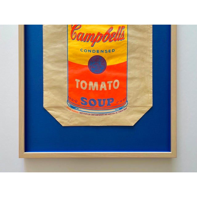 Mid-Century Modern Andy Warhol Vintage 1966 Mid Century Modern " Campbell's Tomato Soup Can " Silkscreen Print Framed Pop Art Exhibition Shopping Bag For Sale - Image 3 of 18