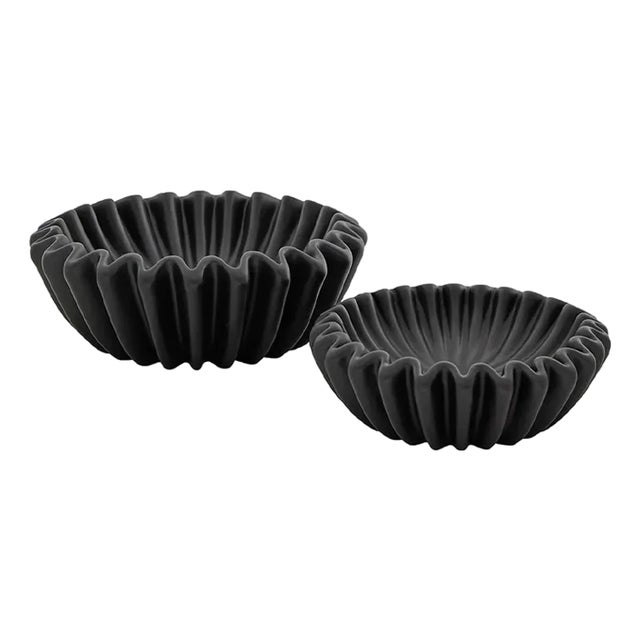 Lehriya Black Porcelain Bowl - Set of 2 For Sale