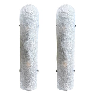 Italian Hammered Transparent Graniglia Murano Glass Wall Sconces by Simoeng, Set of 2 For Sale