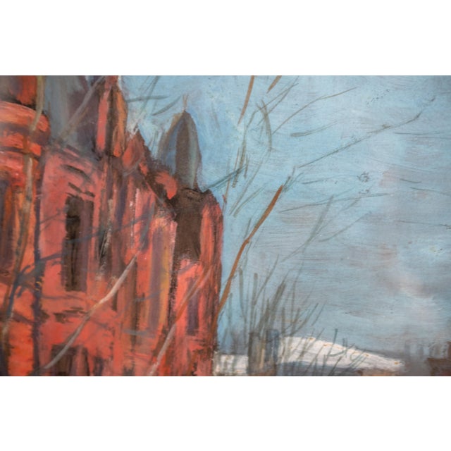 1900 - 1909 Early 1900's Baltimore Brownstone Street Scene Painting by Artist Lilian Giffen For Sale - Image 5 of 6