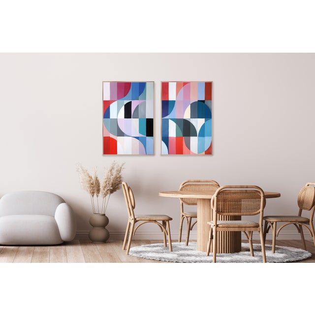 2025, Bauhaus Tiles Patterns, Large Diptych Painting, Solar Eclipse in La Condesa by Natalia Roman For Sale In Miami - Image 6 of 10