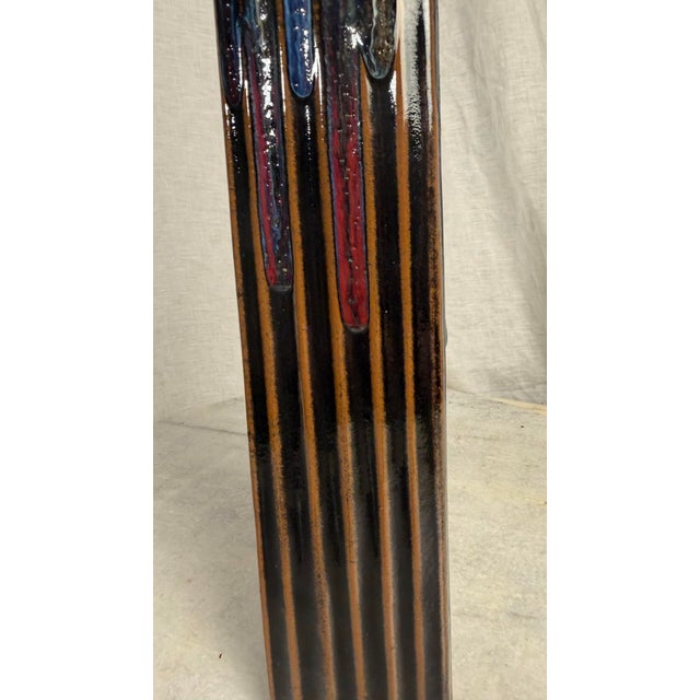 19thC Mid-Century Modern Italian "Tessuto" Slender Ribbed Stoneware Vase — 19" For Sale In Dallas - Image 6 of 12