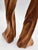 A rare Artist carved pair of sculptural teak or walnut wooden candle holders. They have an abstract design. 12" tall....