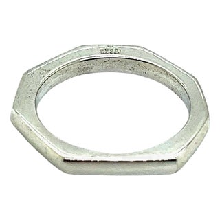 1990s Gucci Estate Abstract Ring Size 10.5 Sterling Silver, Size 6.5 For Sale