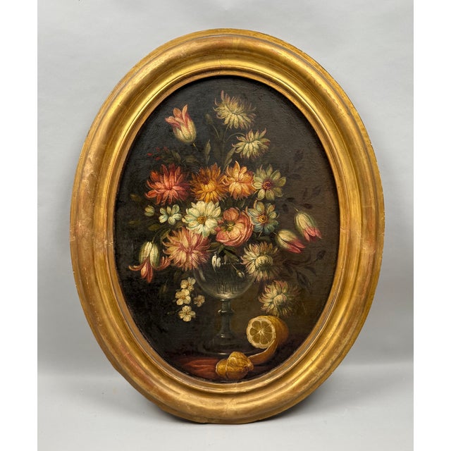 Still Life with Bouquet of Flowers, 1800s, Oil Painting on Canvas, Framed For Sale - Image 13 of 13