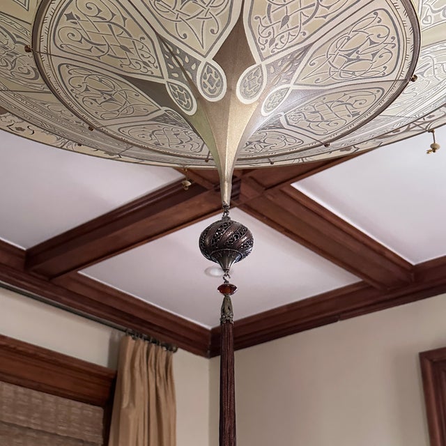 Italian Fortuny Silk Scheherazade 3 Tier Silk Lamp For Sale - Image 3 of 11