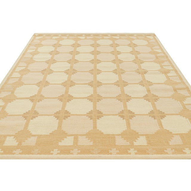 Rug & Kilim Rug & Kilim’s Scandinavian Style Rug in Peach and Beige-Brown Geometric Pattern - 14x20 For Sale - Image 4 of 7
