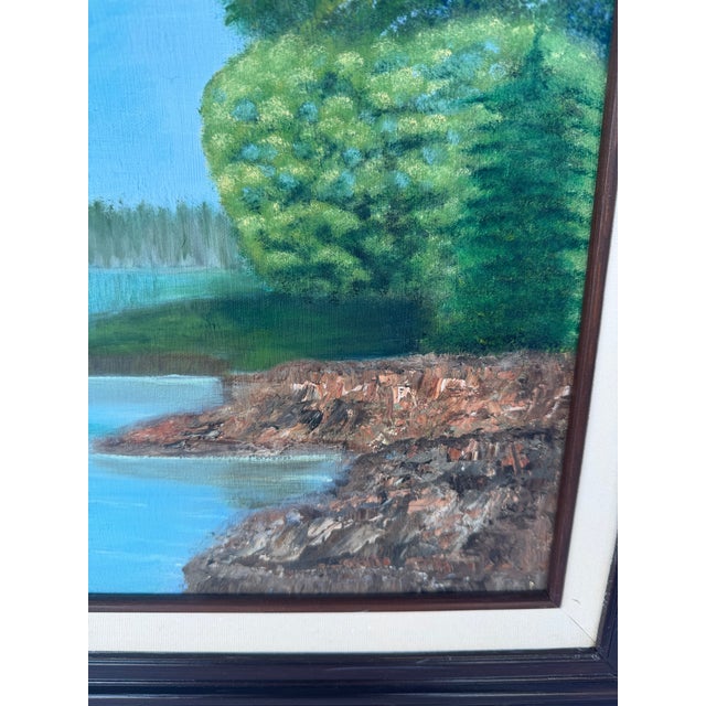 Signed Original 1992 Oil Landscape Painting by J. Brown in Original Wood Frame For Sale In Orlando - Image 6 of 12