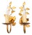 Italian Gilt Metal Leaf Wall Sconces, 1970s, Set of 2 For Sale