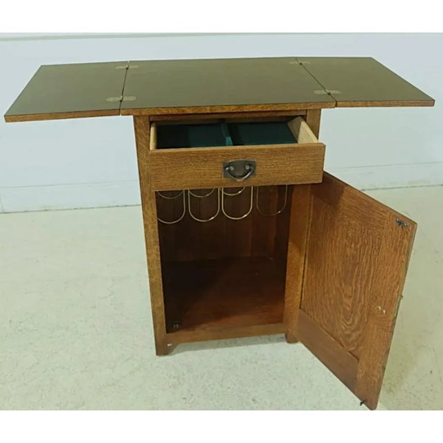 Mission Stickley Mission Oak Arts & Crafts Flip Top Bar For Sale - Image 3 of 12