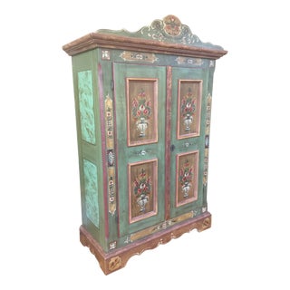 Antique 1800s Danish Hand Painted Wardrobe For Sale