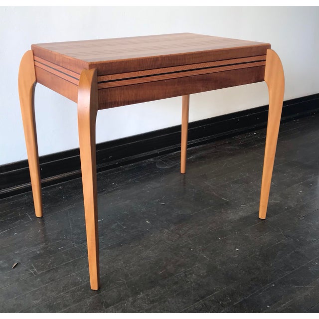 Wood Studio Wooden Inlay Recomposed Dyed Koa Pear Woods Side Table For Sale - Image 7 of 7