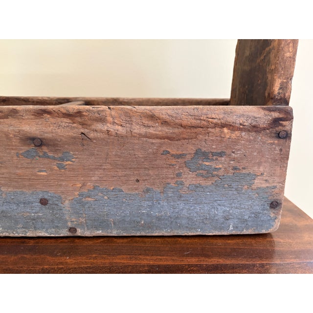 Late 19th Century Painted Pine Farmhouse Trug With Original Blue Paint For Sale - Image 9 of 14