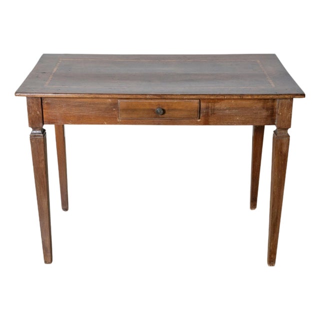 Louis XVI Walnut Table with Inlaid Top , Emilia, Late 18th Century For Sale