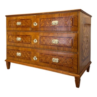 Baroque Walnut Veneer Shop Chest with Marquetry For Sale