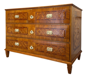 Baroque Walnut Veneer Shop Chest with Marquetry