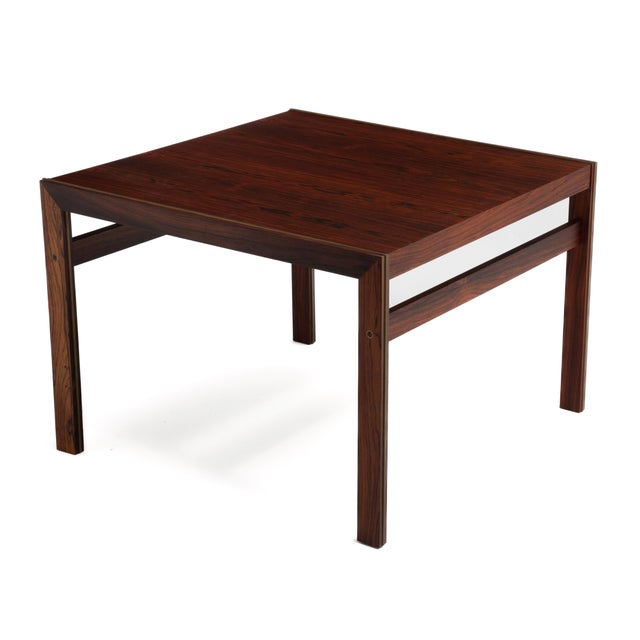 Mid 20th Century Mid Century CFC Silkeborg Danish Rosewood Square End Table Brass Trim For Sale - Image 5 of 17