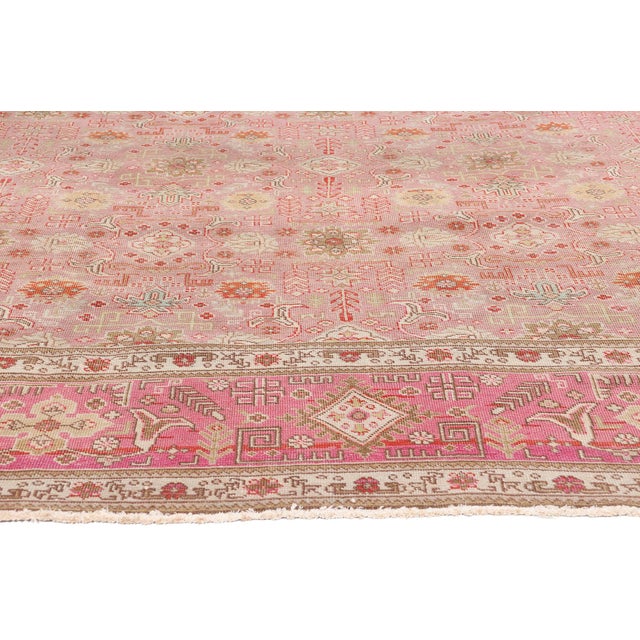 Vintage Pink Persian Tabriz Rug - 09'09 X 12'07 For Sale - Image 4 of 10