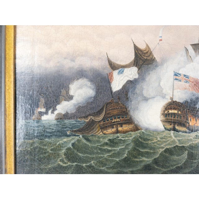 China Trade English Oil Painting of Naval Battle For Sale In New York - Image 6 of 13