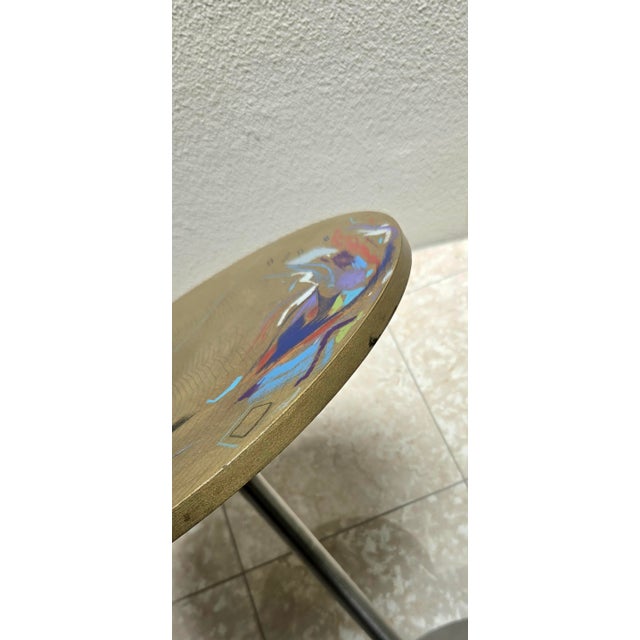 1990s Carlo Malnati Post-Modern Italian Gold Painterly Side Drink Table 80s 90s For Sale - Image 5 of 10