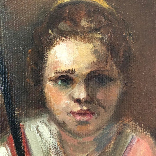 Mid 20th Century Mid 20th C. Impressionist Oil on Canvas Painting of Girl in Folk Attire, Framed & Signed For Sale - Image 5 of 9