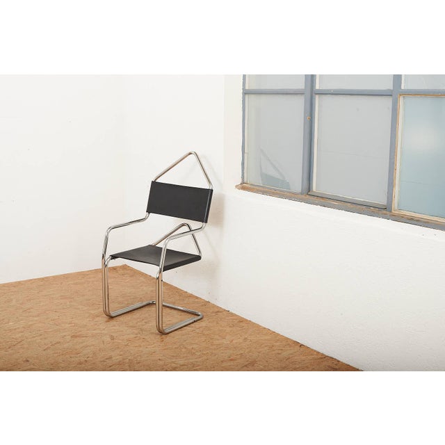 Type 22 the Clamp Cantilever Chair with Chrome-Plated Tubular Steel and Black Leather from Ulysses Müller, 1989 For Sale - Image 13 of 15