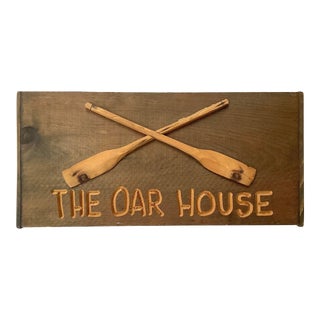 The Oar House Vintage Wood Sign W/Oars For Sale