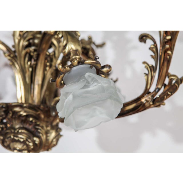 Late 19th Century French Brass Eight-Arm Chandelier For Sale - Image 4 of 10