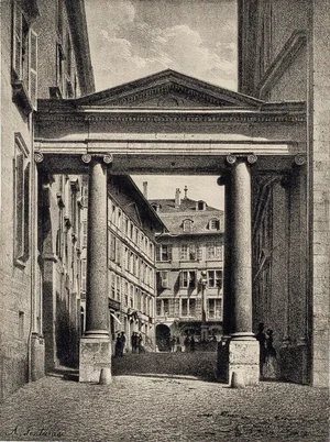 Geneva, Port de la Treille - Lithograph by A. Fontanesi - 1854 1854