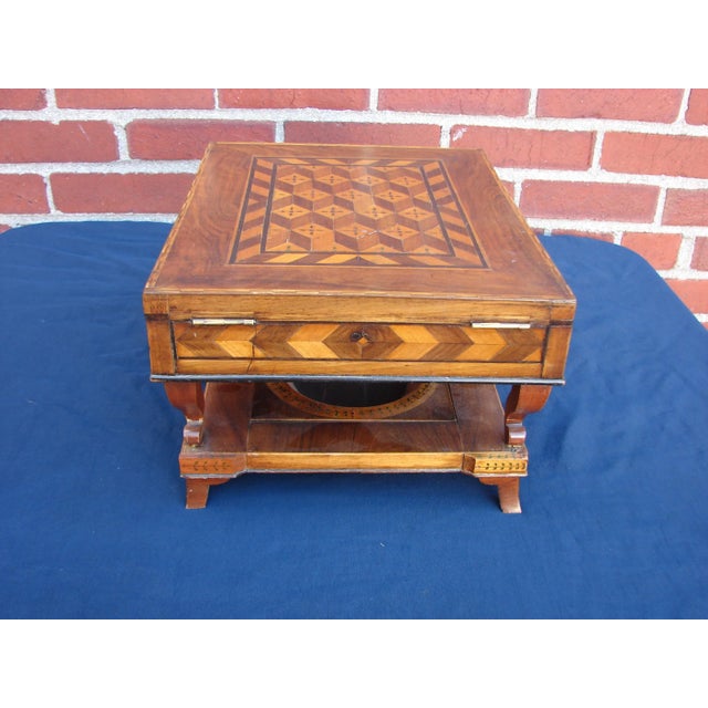 19th Century Italian Marquetry Necessaire Sewing Shaving Travel Box For Sale - Image 4 of 12