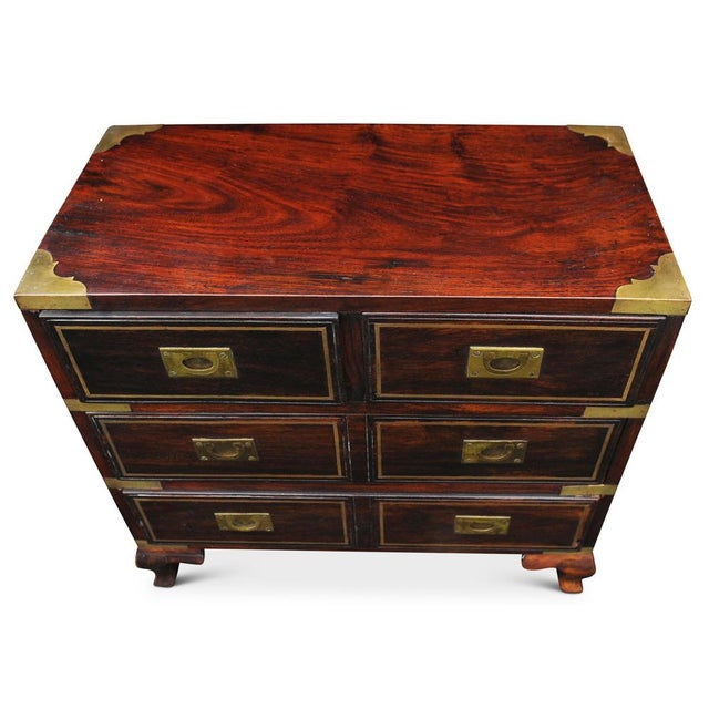 Chest of Drawers in Hardwood and Brass, 1890s For Sale - Image 3 of 7
