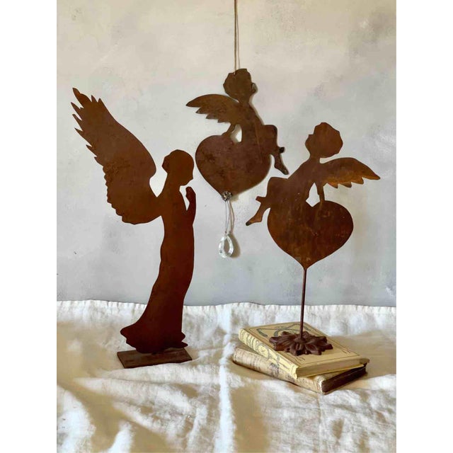 1990s Vintage Italian Handcrafted Rust Angels, 1990s, Set of 3 For Sale - Image 5 of 13
