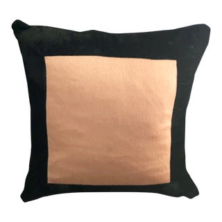 24” Waterford Gold Satin and Black Velvet Luxury Pillow With Feather Insert Excellent Condition B62 For Sale