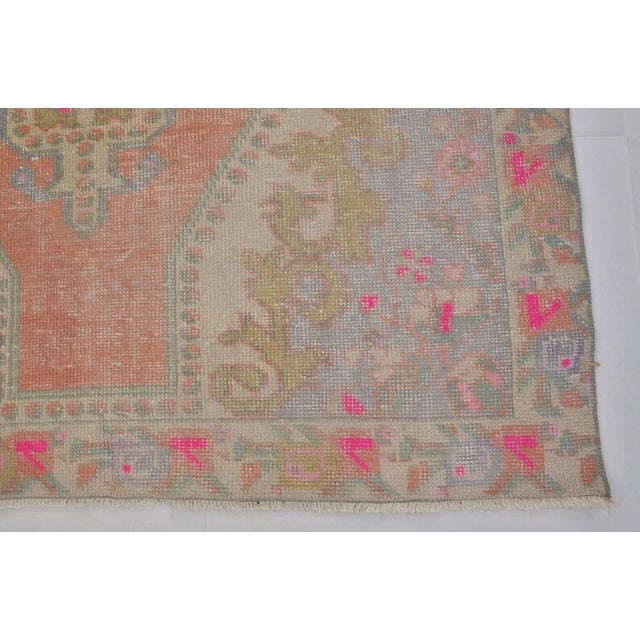 Turkish Apricot Colour Oushak Vintage Rug For Sale - Image 3 of 10