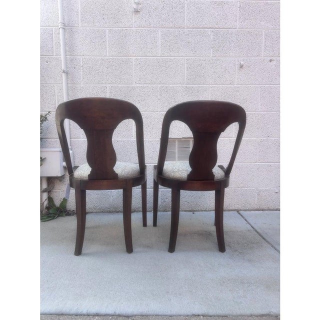 Wood Late 19th Century French Empire Style Chairs With Gray and YellowFloral Block Print Linen Upholstered Seat - A Pair For Sale - Image 7 of 10