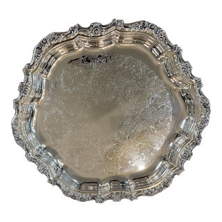 Vintage Silverplate Weberstert Wilcox , Oneida Baroque Footed Tray, Made in Usa For Sale