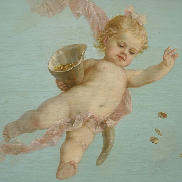Franz Lefler, Playing Putti, 1800s, Oil Painting For Sale - Image 11 of 12