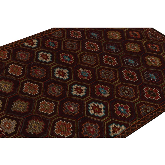 1950s Vintage Cecim Tribal Kilim Rug in Red, Multicolor Geometric Pattern For Sale - Image 5 of 7