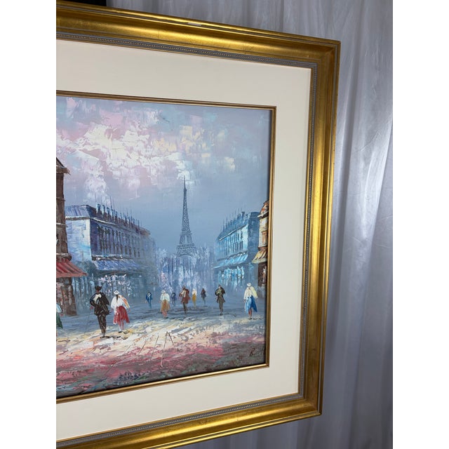 Mid 20th Century Stunning 39" Framed Paris Oil Painting – "Burnett" Eiffel Tower For Sale - Image 4 of 10