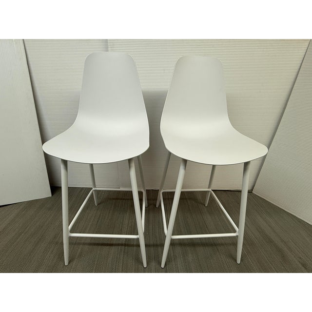 Article Svelti Pure White Counter Stools, Pair For Sale - Image 9 of 12