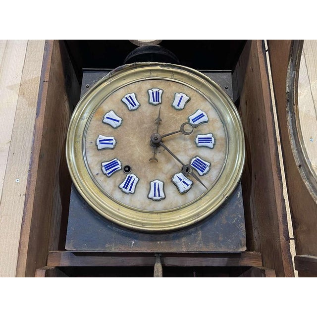 Wood 19th Century Comtoise Clock in Fir with Enameled Figures For Sale - Image 7 of 16
