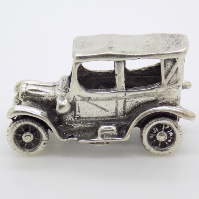 Vintage Italian Handmade Genuine Silver Classic Car Dollhouse Miniature, 1970s For Sale - Image 11 of 11