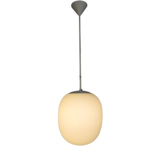 Vintage School Lamp with White Frosted Glass Shade, 1950s For Sale