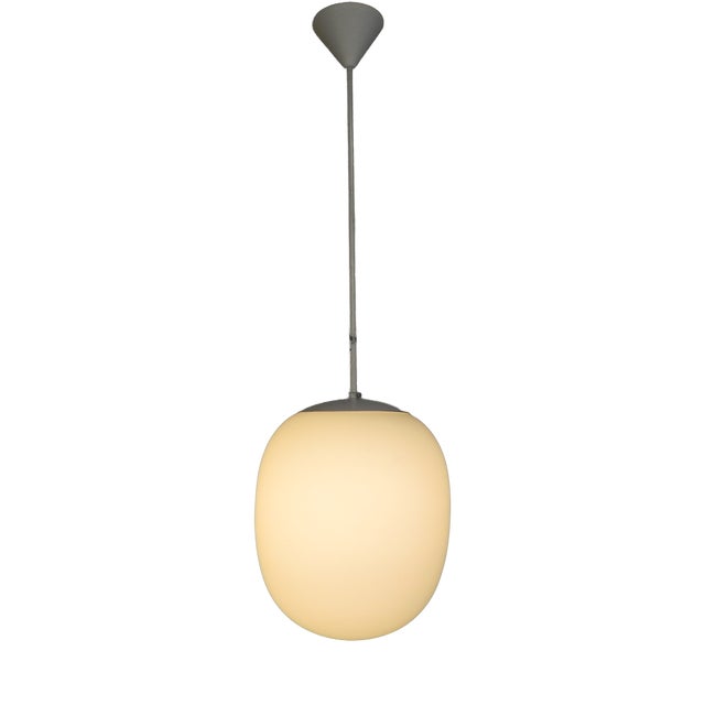 Vintage School Lamp with White Frosted Glass Shade, 1950s For Sale