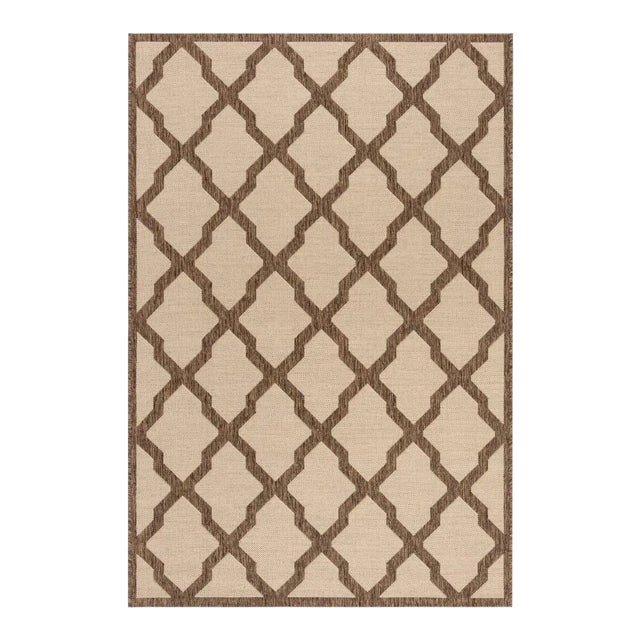 Coastal Indoor Outdoor Rug Cream & Beige 3'x5' For Sale