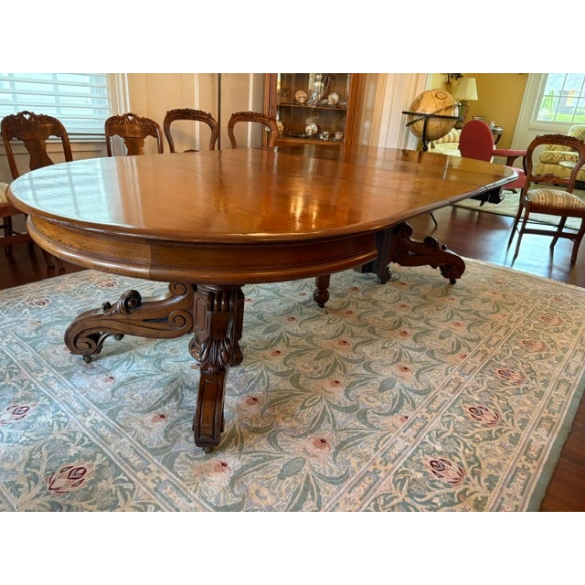 Rococo Circa 1865 Rococo Walnut Dining Table and Chairs For Sale - Image 3 of 9