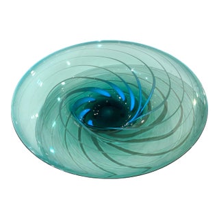 Stunning Extra Large Venini Murano Spiral Art Glass Centerpiece Bowl For Sale