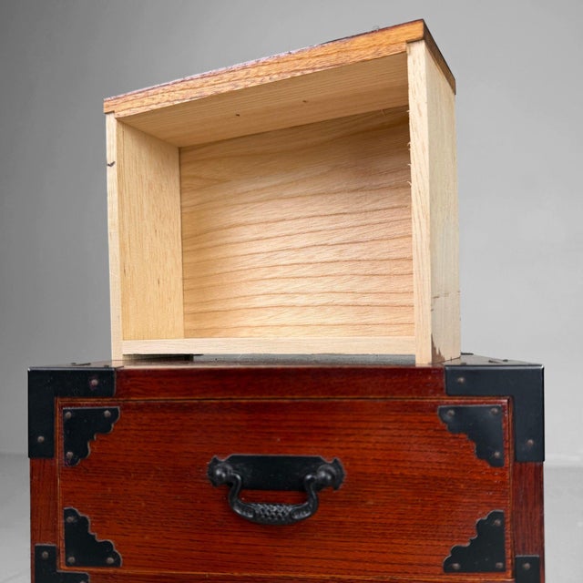 Wood Vintage Japanese Mini-Tansu Cabinet with Three Drawers, 1980s For Sale - Image 7 of 9