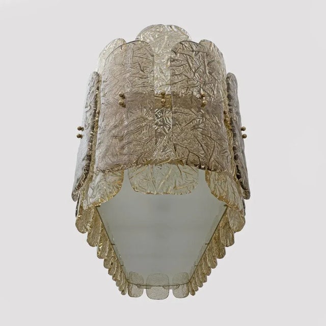 Mid-Century Style Italian Modern Brass and Murano Glass Chandelier, 1990s For Sale - Image 4 of 9