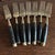 1960s Mid-Century Modern Black & Brass Flatware Set – 50 Pieces, Stainless Steel With Riveted Handles - Utensils For Sale In West Palm - Image 6 of 9